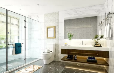 Vue d'une salle de bain avec de la plomberie bien installée